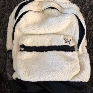 Victoria Secret PINK White Fur Backpack